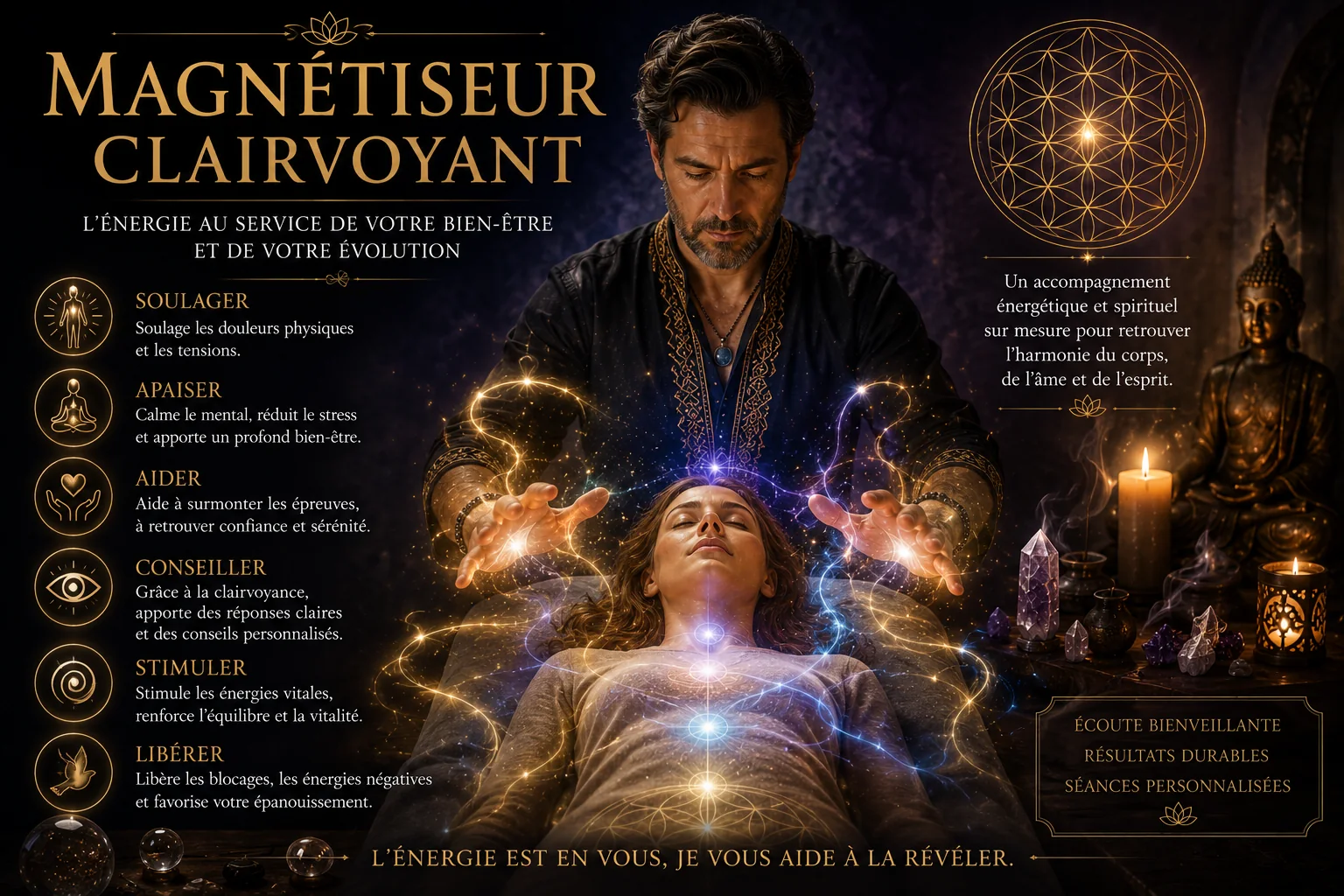 Séance de soins énergétiques et magnétisme